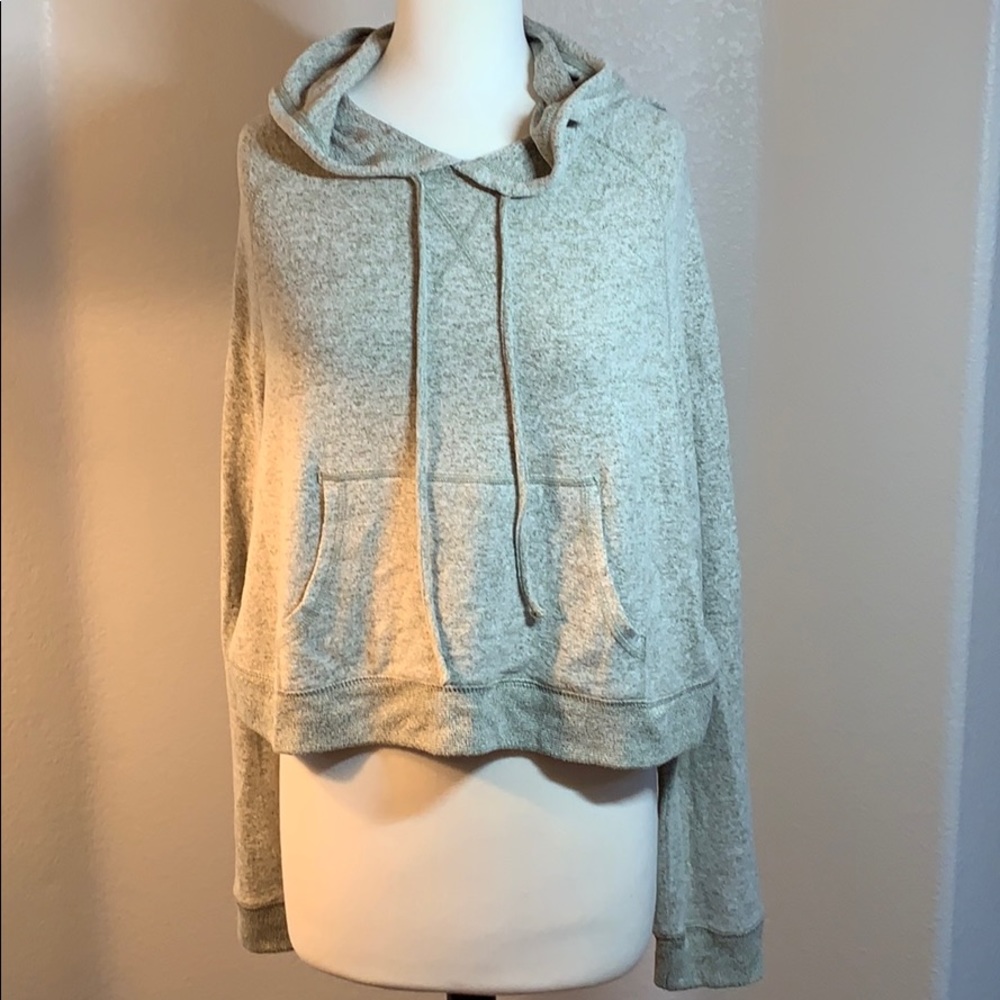 NWOT free press grey crop hoodie size XL